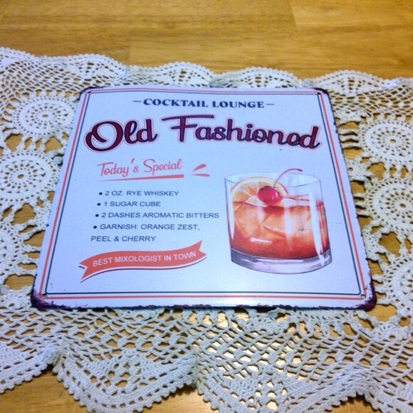 Bar Accessories, Old Fashioned Recipe Bar Decor, thin metal sign, new - Picture 2 of 6